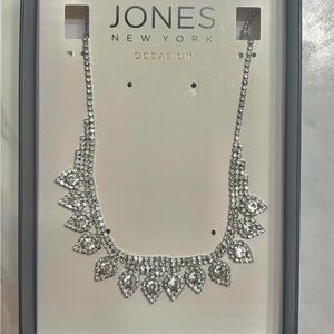 Jones New York Silver Crystal Statement Necklace
